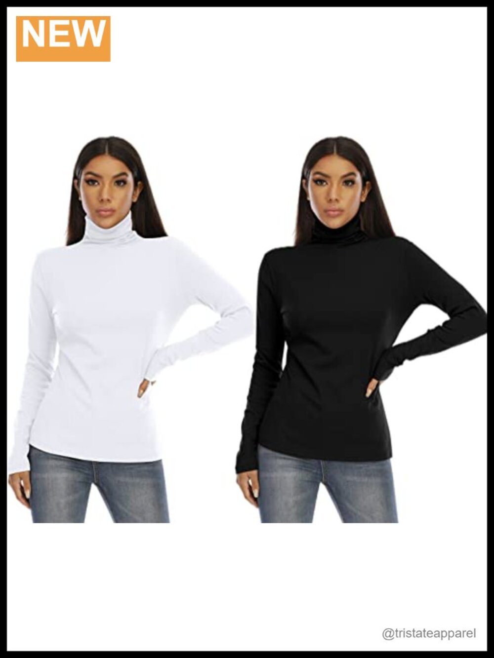 Women's Basic Long Sleeve Turtleneck T-Shirt Solid Slim Soft Cotton Top